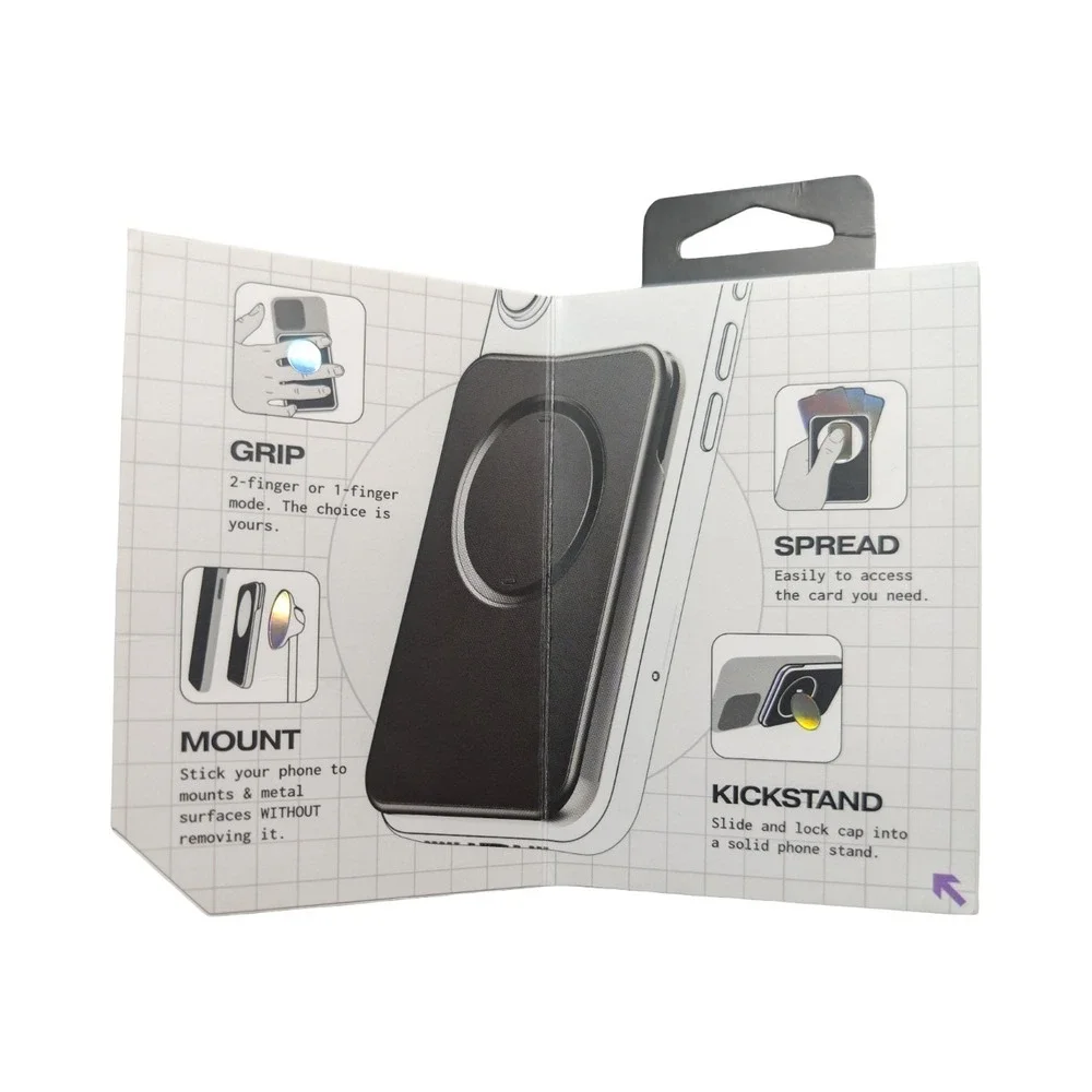 Gg3-U OhSnap Snap Magnetic MagSafe Phone Grip RFID Card Wallet - Black ⬇️